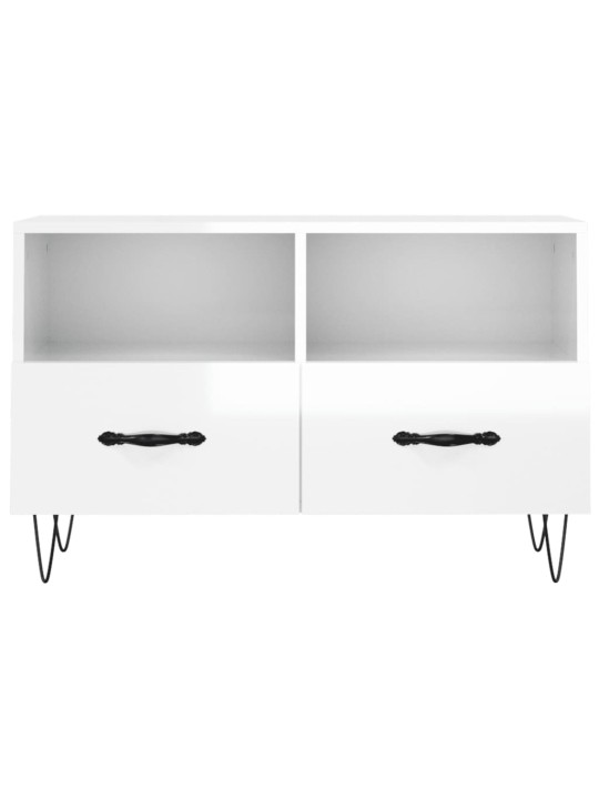 TV skříňka bílá s vysokým leskem 80x36x50 cm kompozitní dřevo
