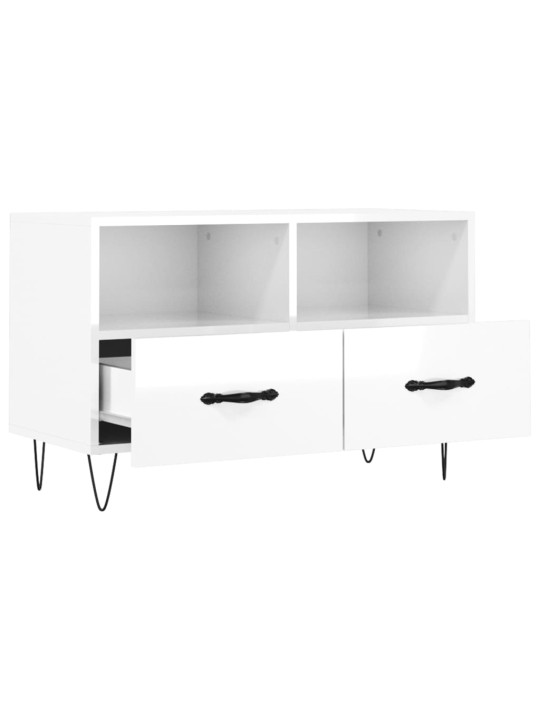 TV skříňka bílá s vysokým leskem 80x36x50 cm kompozitní dřevo