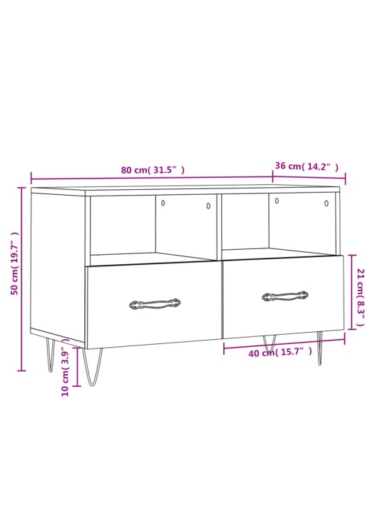 TV skříňka betonově šedá 80 x 36 x 50 cm kompozitní dřevo