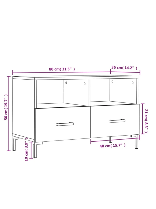 TV skříňka bílá 80 x 36 x 50 cm kompozitní dřevo