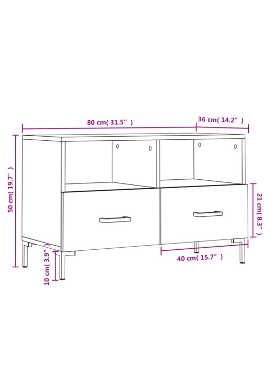 TV skříňka černá 80 x 36 x 50 cm kompozitní dřevo