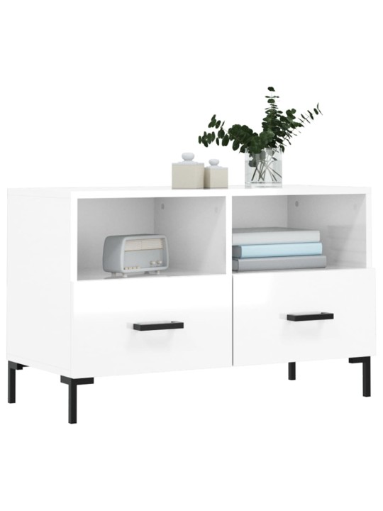 TV skříňka bílá s vysokým leskem 80x36x50 cm kompozitní dřevo