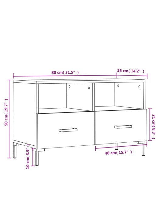 TV skříňka bílá s vysokým leskem 80x36x50 cm kompozitní dřevo