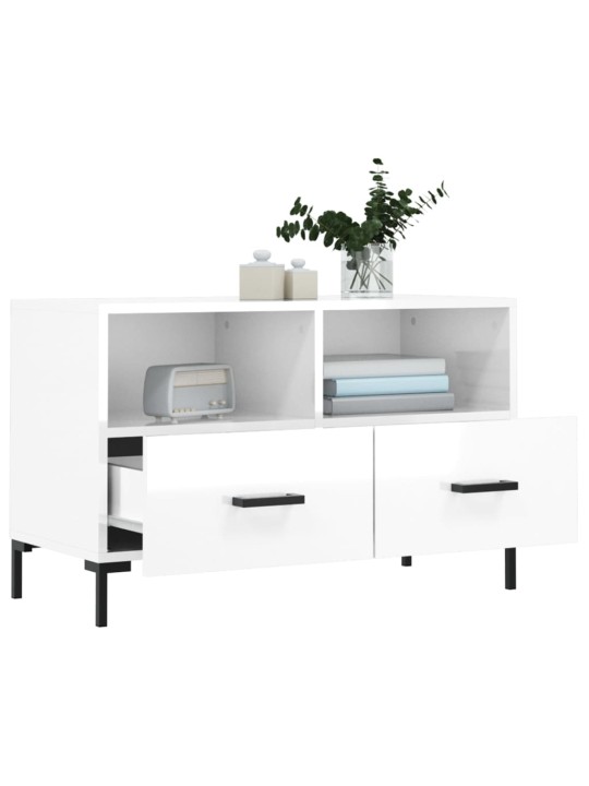 TV skříňka bílá s vysokým leskem 80x36x50 cm kompozitní dřevo