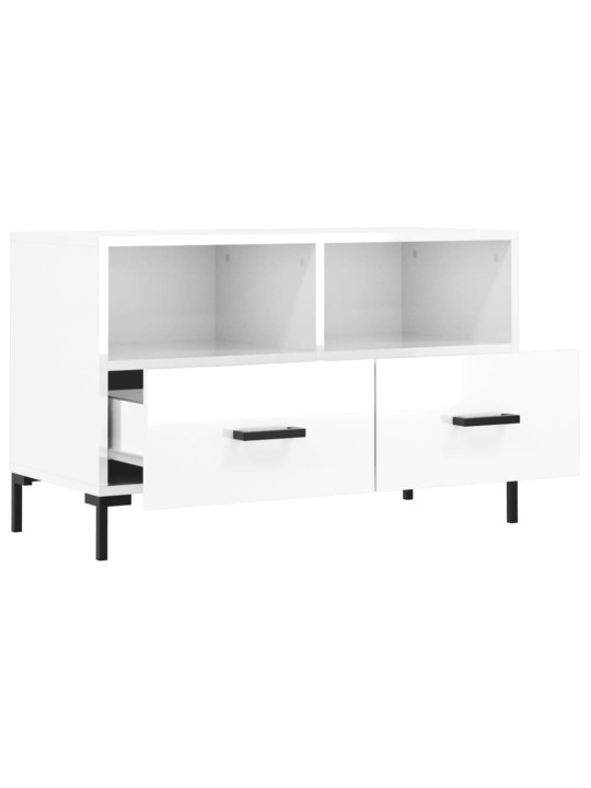 TV skříňka bílá s vysokým leskem 80x36x50 cm kompozitní dřevo