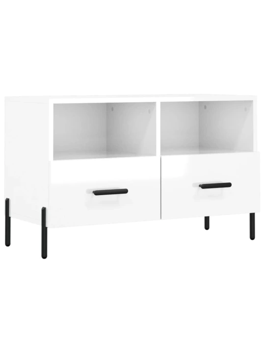TV skříňka bílá s vysokým leskem 80x36x50 cm kompozitní dřevo