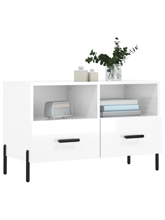 TV skříňka bílá s vysokým leskem 80x36x50 cm kompozitní dřevo