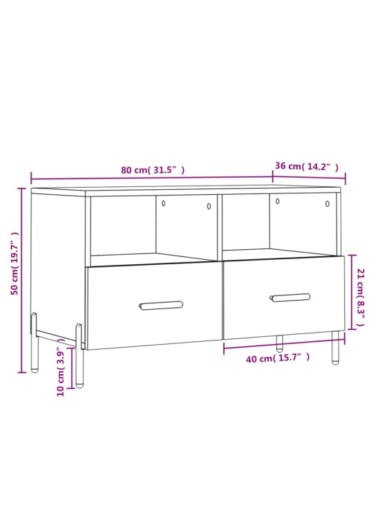 TV skříňka bílá s vysokým leskem 80x36x50 cm kompozitní dřevo