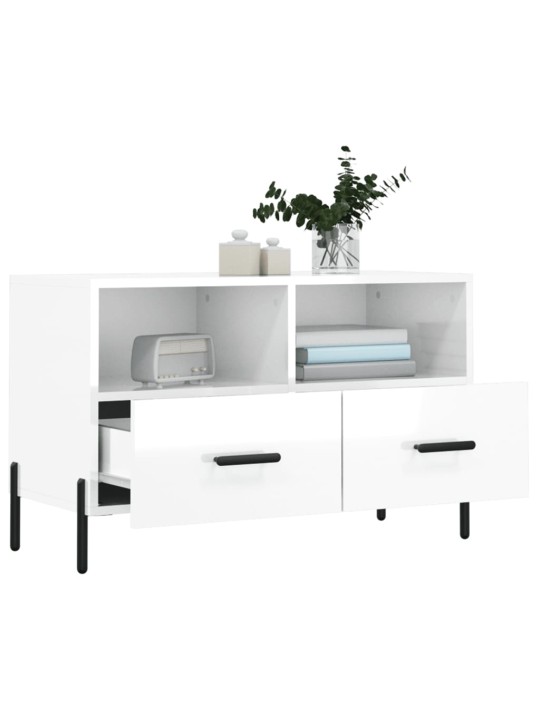 TV skříňka bílá s vysokým leskem 80x36x50 cm kompozitní dřevo