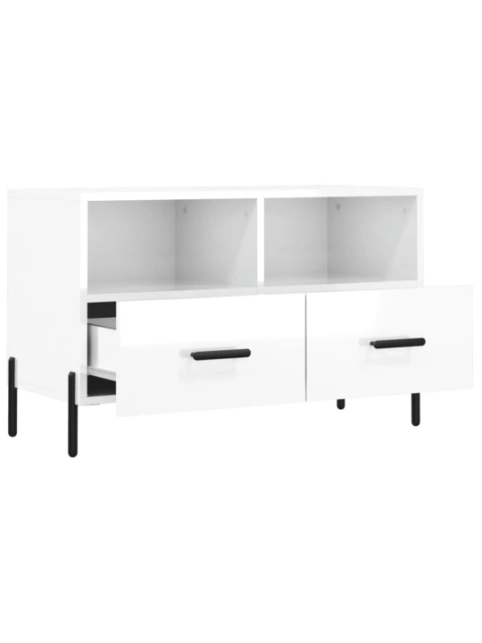 TV skříňka bílá s vysokým leskem 80x36x50 cm kompozitní dřevo