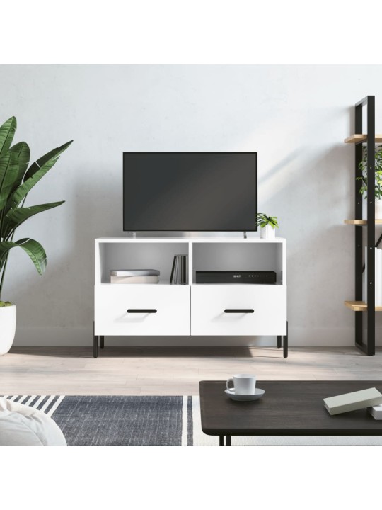 TV skříňka bílá s vysokým leskem 80x36x50 cm kompozitní dřevo