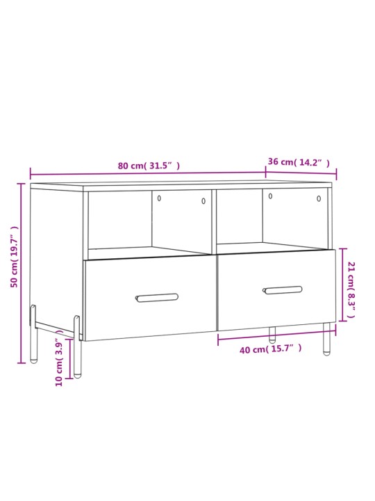 TV skříňka betonově šedá 80 x 36 x 50 cm kompozitní dřevo