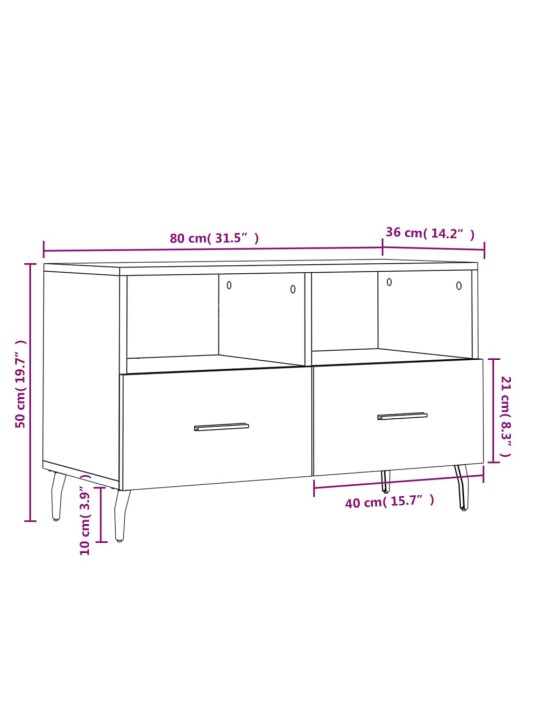TV skříňka bílá 80 x 36 x 50 cm kompozitní dřevo