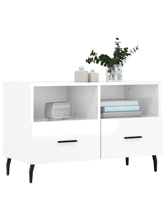 TV skříňka bílá s vysokým leskem 80x36x50 cm kompozitní dřevo