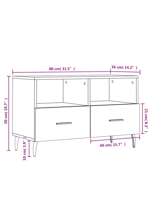 TV skříňka bílá s vysokým leskem 80x36x50 cm kompozitní dřevo