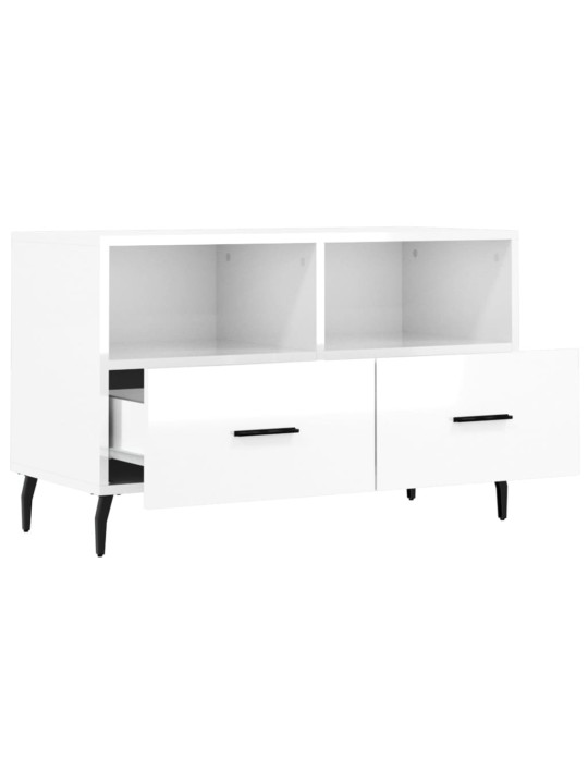 TV skříňka bílá s vysokým leskem 80x36x50 cm kompozitní dřevo