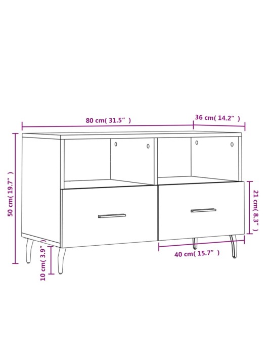 TV skříňka betonově šedá 80 x 36 x 50 cm kompozitní dřevo