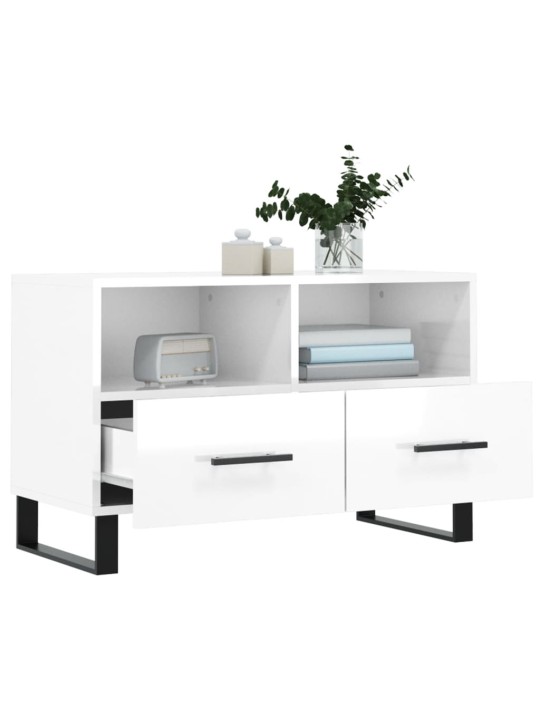 TV skříňka bílá s vysokým leskem 80x36x50 cm kompozitní dřevo