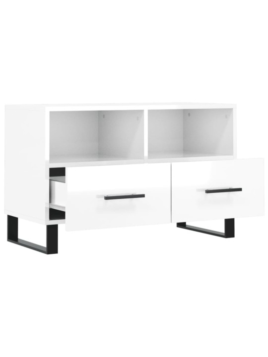 TV skříňka bílá s vysokým leskem 80x36x50 cm kompozitní dřevo