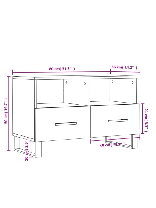 TV skříňka betonově šedá 80 x 36 x 50 cm kompozitní dřevo