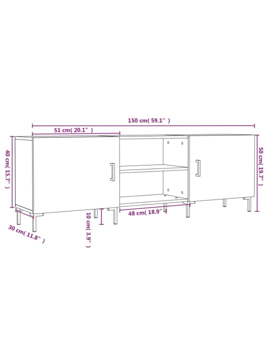 TV skříňka betonově šedá 150 x 30 x 50 cm kompozitní dřevo