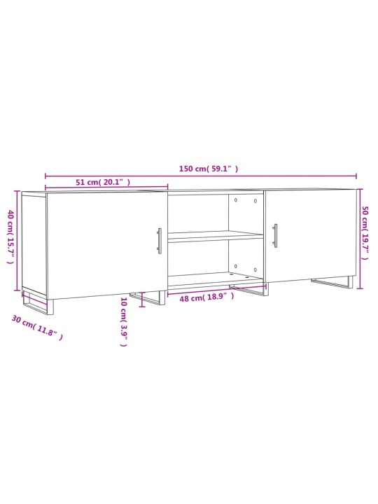 TV skříňka bílá 150 x 30 x 50 cm kompozitní dřevo