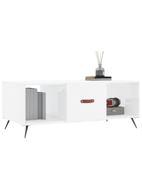 Konferenční stolek bílý s leskem 102x50x40 cm kompozitní dřevo