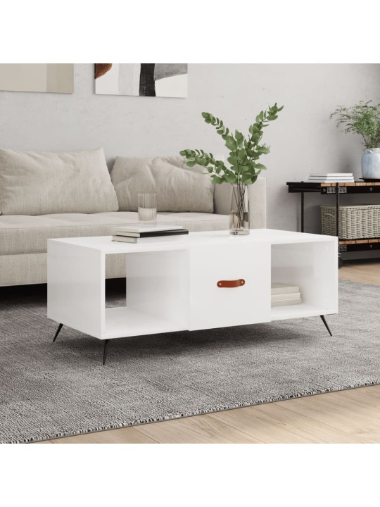 Konferenční stolek bílý s leskem 102x50x40 cm kompozitní dřevo