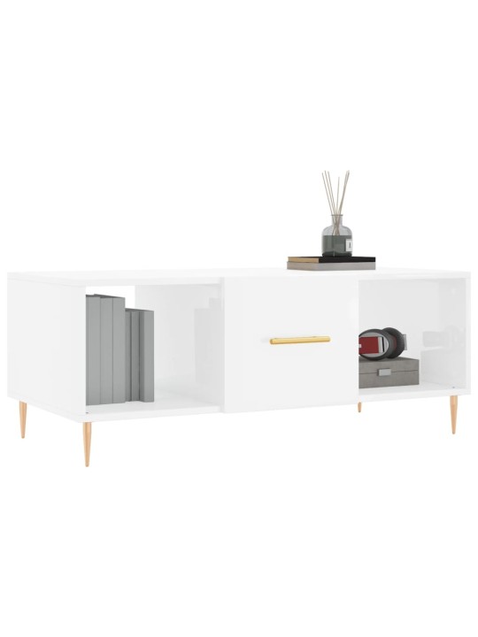 Konferenční stolek bílý s leskem 102x50x40 cm kompozitní dřevo