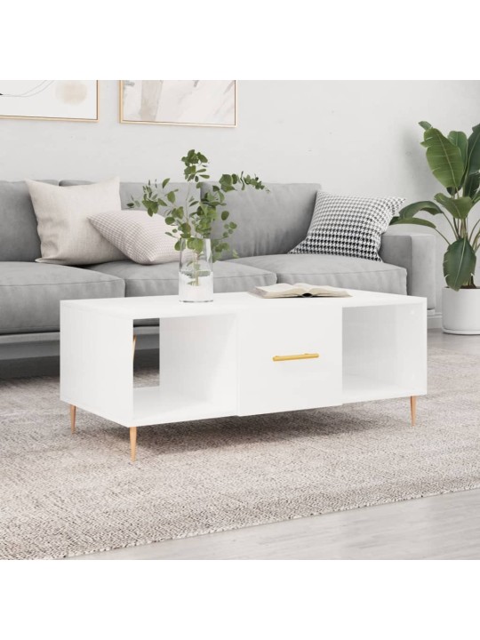 Konferenční stolek bílý s leskem 102x50x40 cm kompozitní dřevo