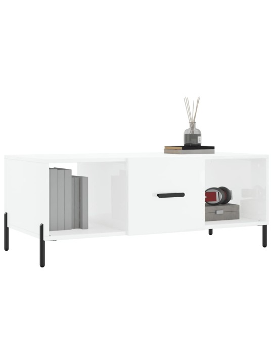 Konferenční stolek bílý s leskem 102x50x40 cm kompozitní dřevo