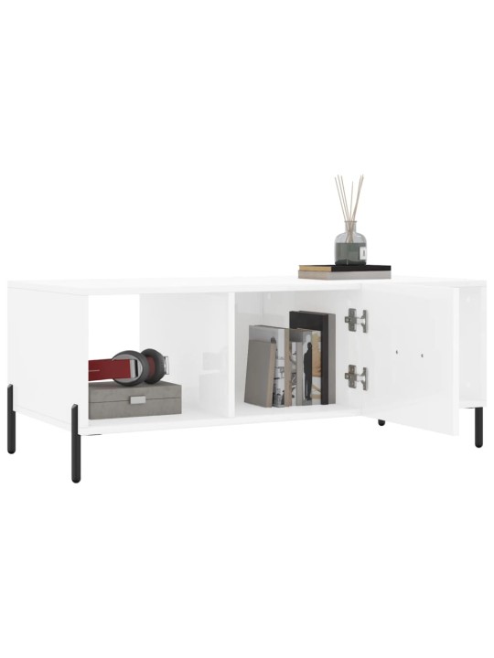 Konferenční stolek bílý s leskem 102x50x40 cm kompozitní dřevo