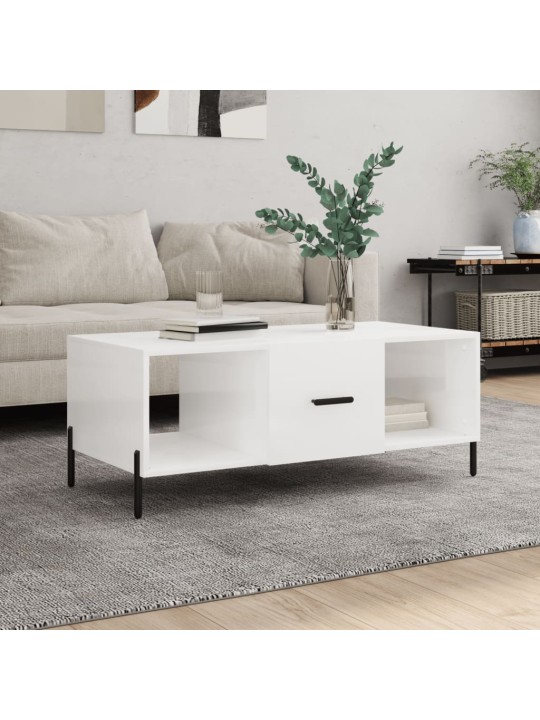 Konferenční stolek bílý s leskem 102x50x40 cm kompozitní dřevo