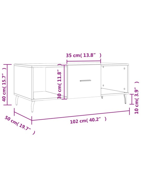 Konferenční stolek černý 102 x 50 x 40 cm kompozitní dřevo