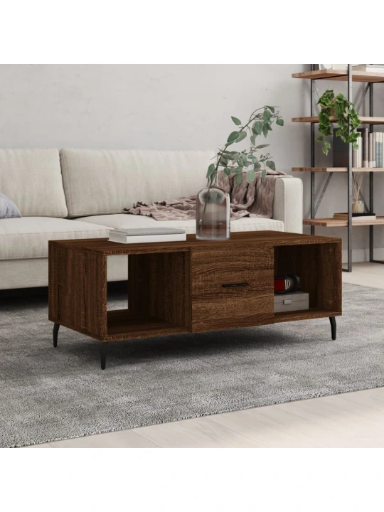 Konferenční stolek hnědý dub 102 x 50 x 40 cm kompozitní dřevo
