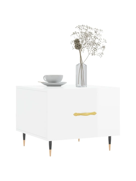Konferenční stolky 2 ks lesklé bílé 50x50x40cm kompozitní dřevo