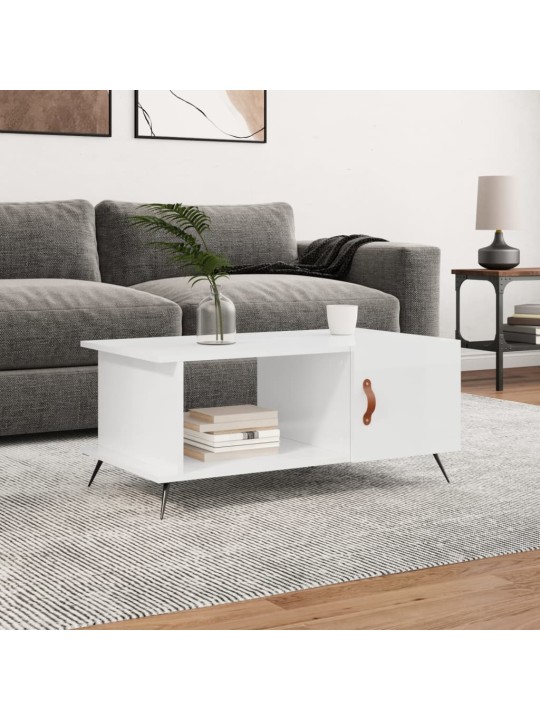 Konferenční stolek lesklý bílý 90 x 50 x 40 cm kompozitní dřevo