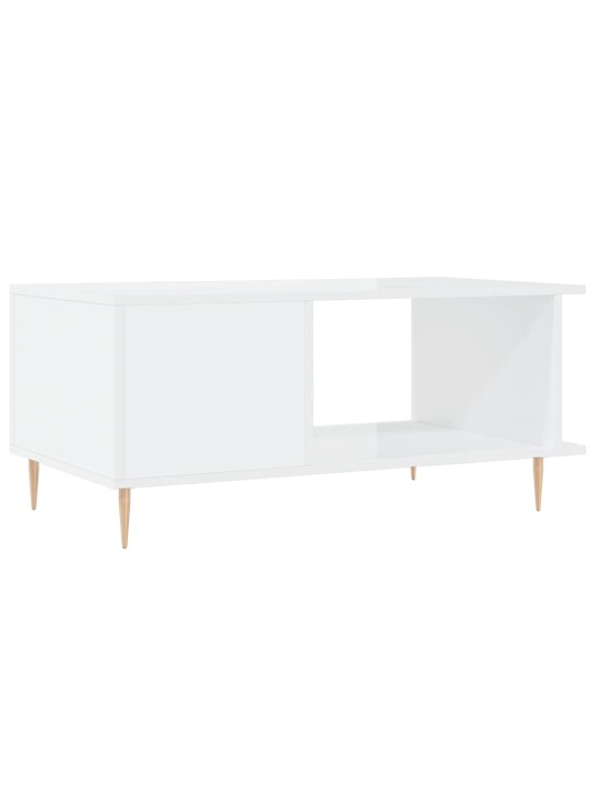 Konferenční stolek lesklý bílý 90 x 50 x 40 cm kompozitní dřevo