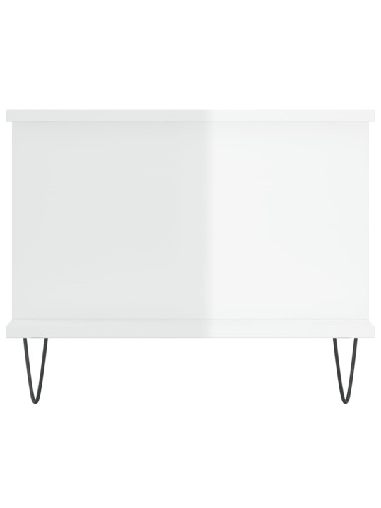Konferenční stolek lesklý bílý 90 x 50 x 40 cm kompozitní dřevo