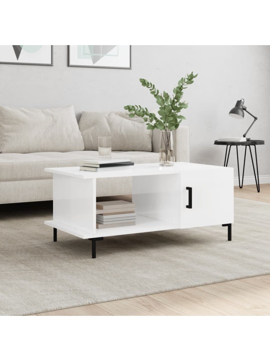 Konferenční stolek lesklý bílý 90 x 50 x 40 cm kompozitní dřevo