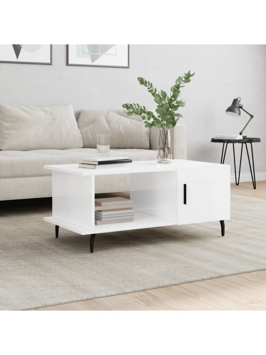 Konferenční stolek lesklý bílý 90 x 50 x 40 cm kompozitní dřevo