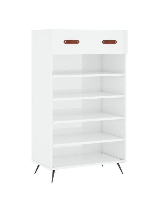 Botník bílý s vysokým leskem 60 x 35 x 105 cm kompozitní dřevo