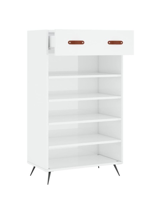 Botník bílý s vysokým leskem 60 x 35 x 105 cm kompozitní dřevo