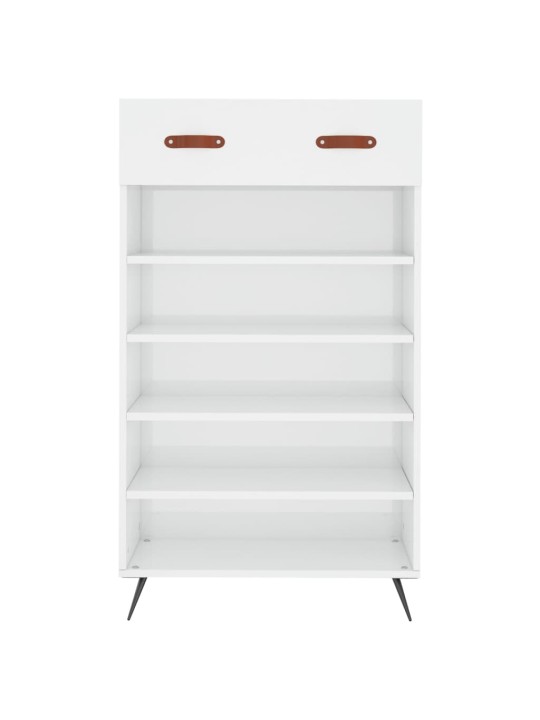 Botník bílý s vysokým leskem 60 x 35 x 105 cm kompozitní dřevo