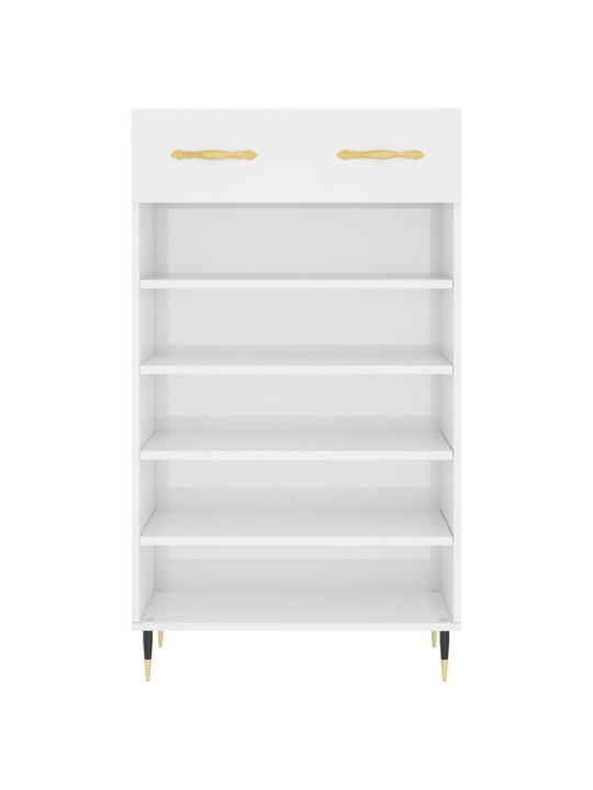 Botník bílý s vysokým leskem 60 x 35 x 105 cm kompozitní dřevo