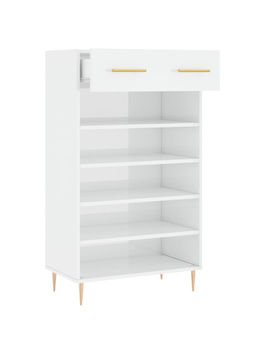 Botník bílý s vysokým leskem 60 x 35 x 105 cm kompozitní dřevo