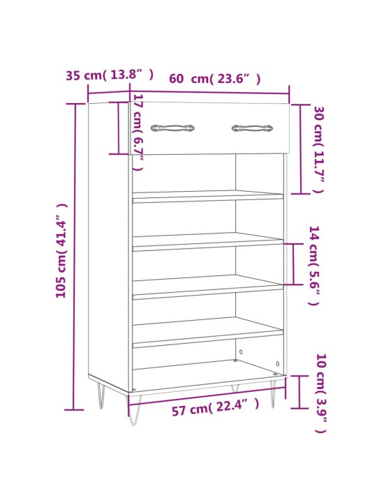 Botník dub sonoma 60 x 35 x 105 cm kompozitní dřevo