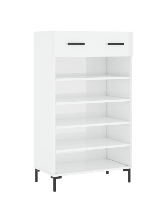 Botník bílý s vysokým leskem 60 x 35 x 105 cm kompozitní dřevo