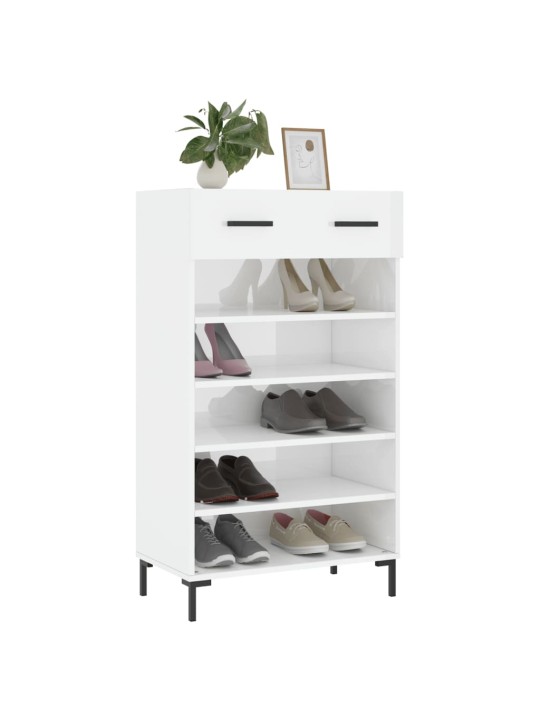 Botník bílý s vysokým leskem 60 x 35 x 105 cm kompozitní dřevo