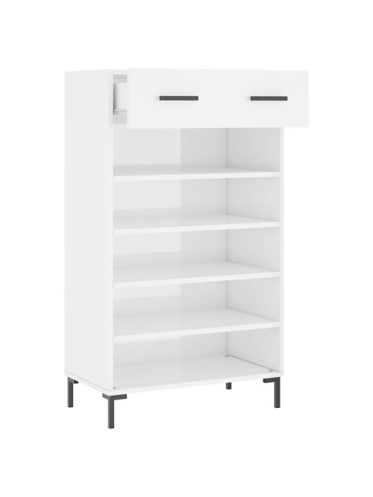 Botník bílý s vysokým leskem 60 x 35 x 105 cm kompozitní dřevo